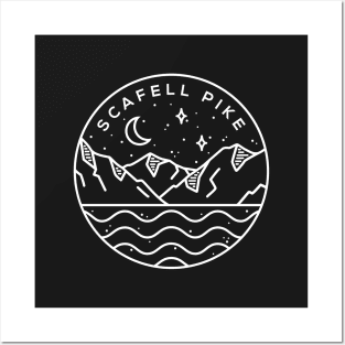 Scafell Pike, Lake District England Emblem - Black Posters and Art